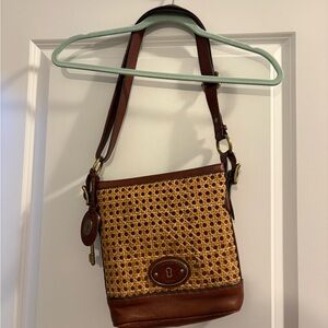 Fossil Brown and Tan Woven Shoulder Bag